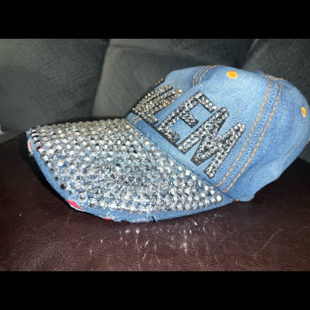 Harlem diamond distressed adjustable denim hat - Picture 10 of 15